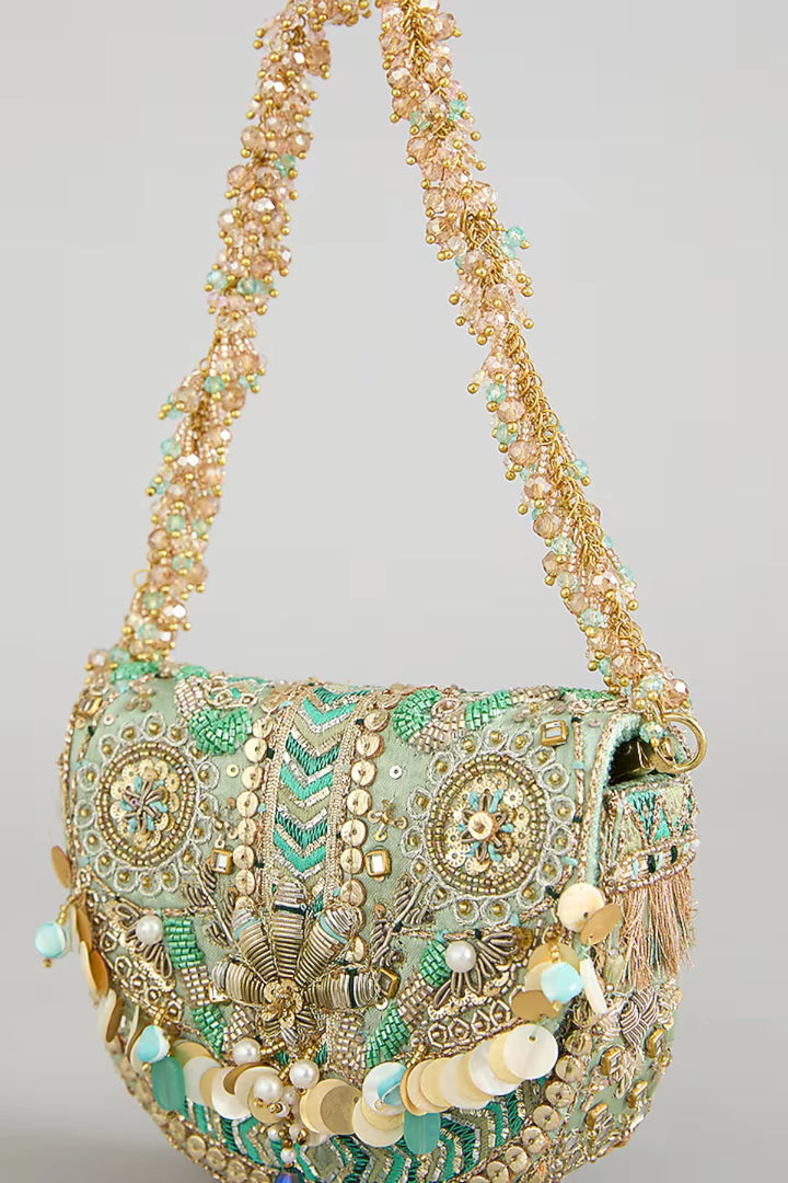 Rangrez Mini Flapover Clutch – Jade Green