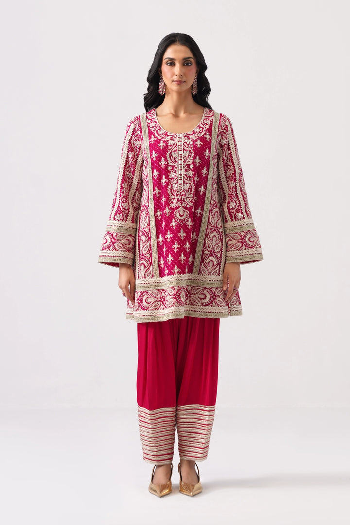 Pink Short Kurta Set
