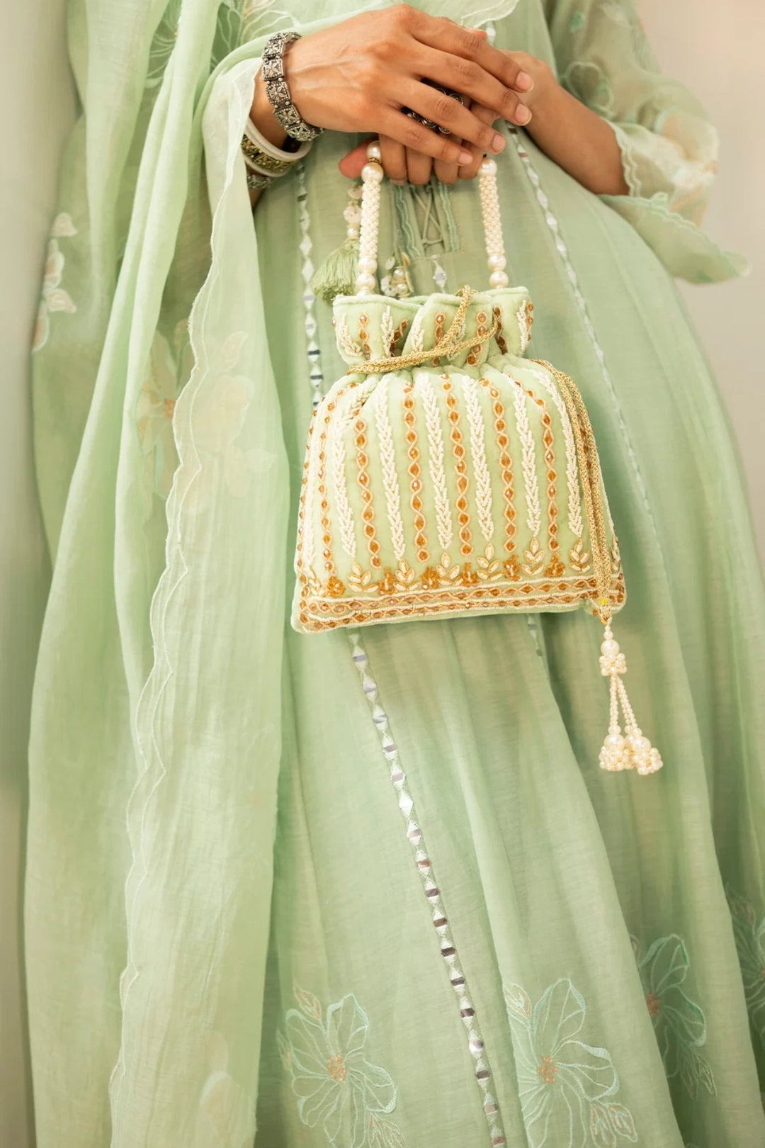 Zara Mul Chanderi Anarkali Set