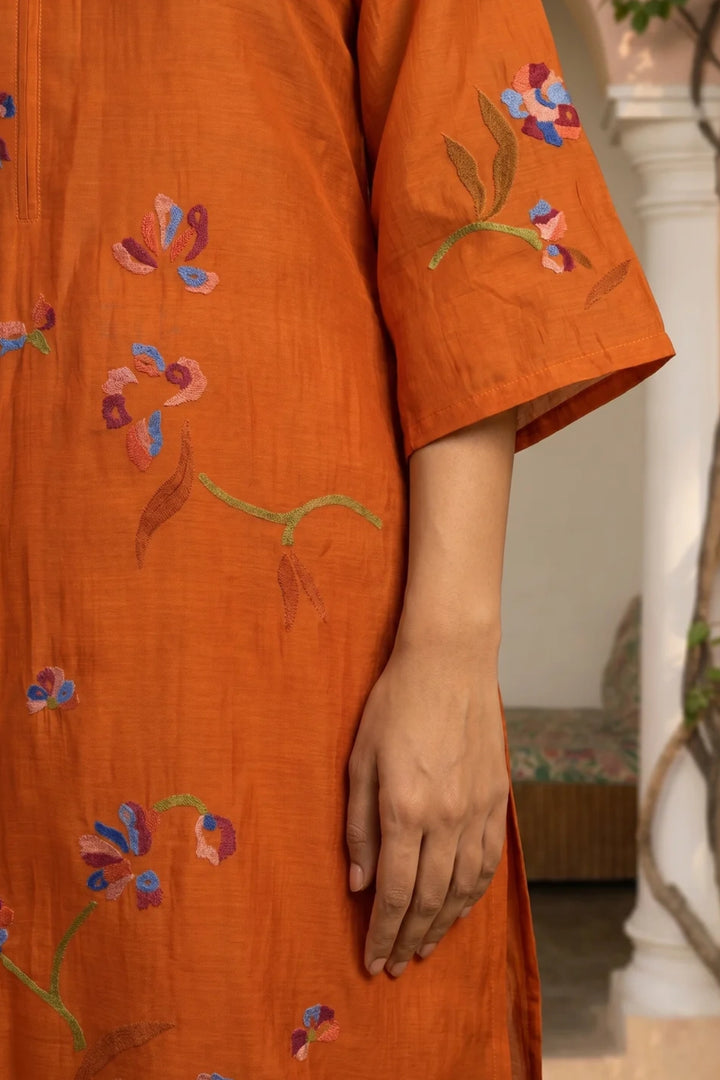 Aab Multicolored Thread Embroidered Kurta Set