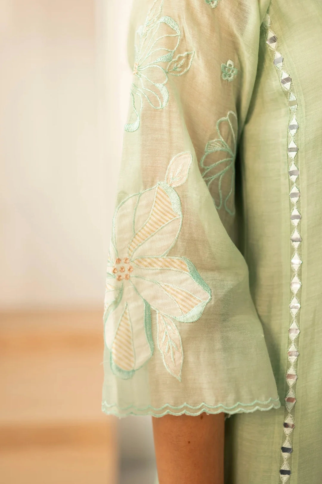 Zara Mul Chanderi Anarkali Set