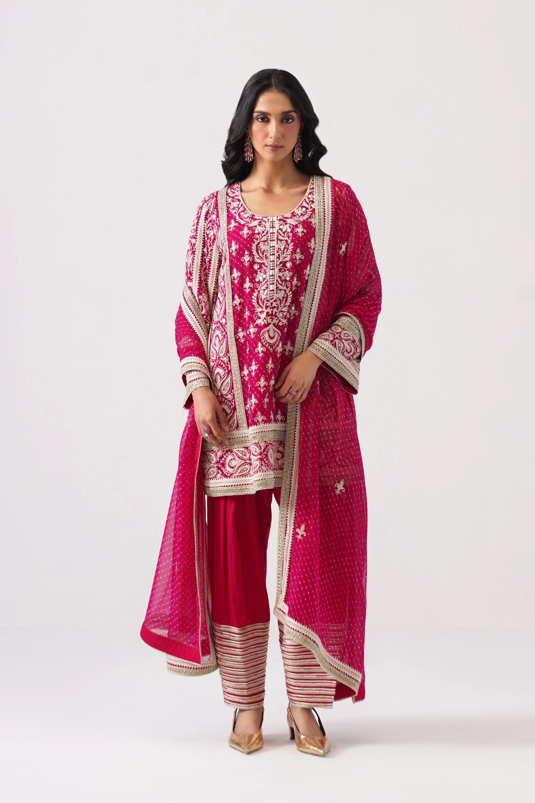 Pink Short Kurta Set