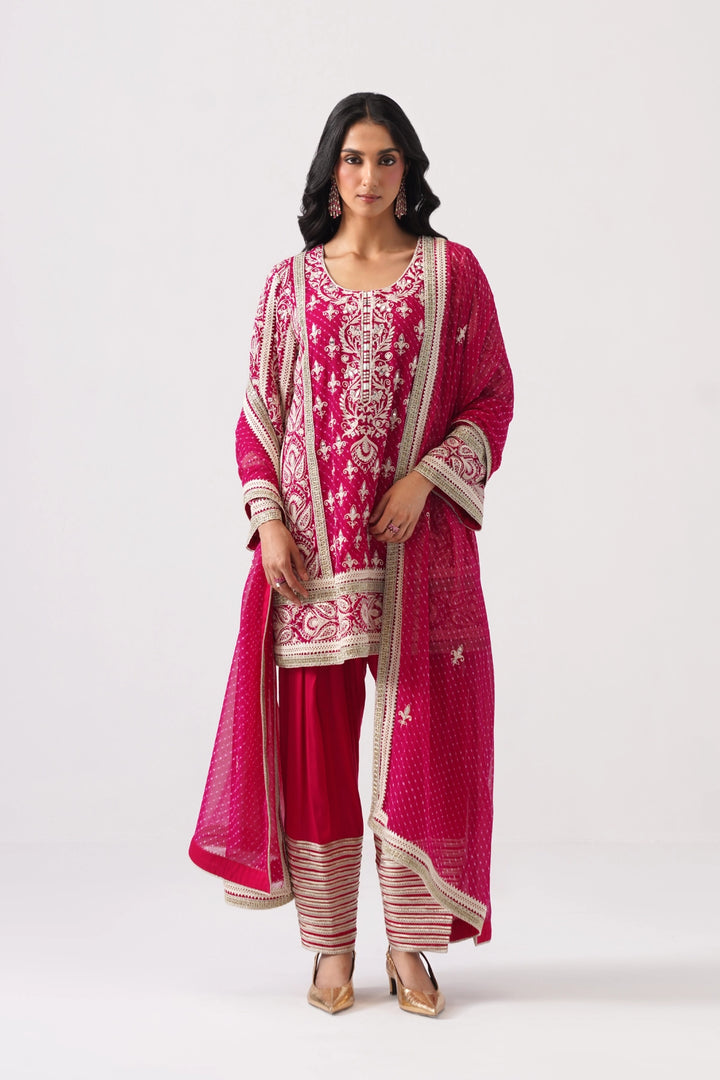 Pink Short Kurta Set