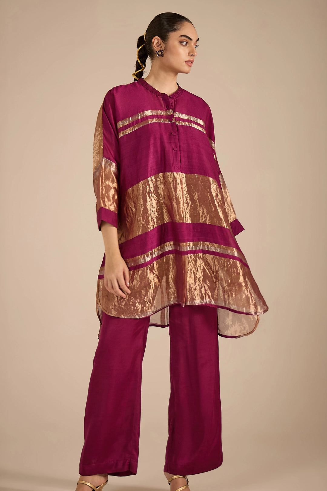 Purple Tissue Kimono Set