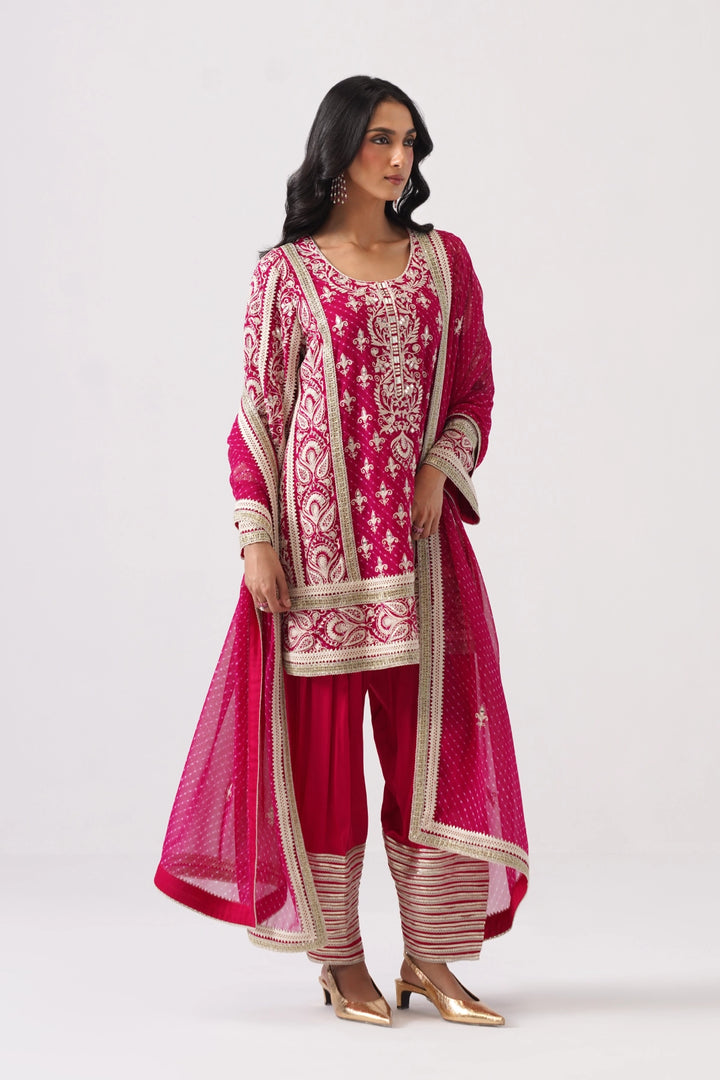 Pink Short Kurta Set