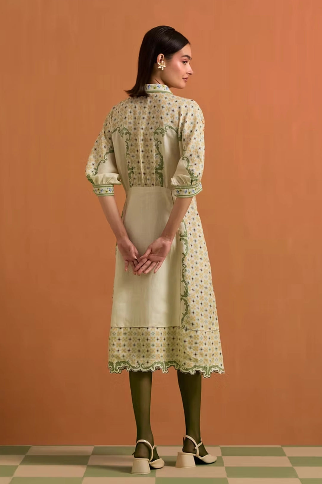Verdant Kimono dress-Ivory