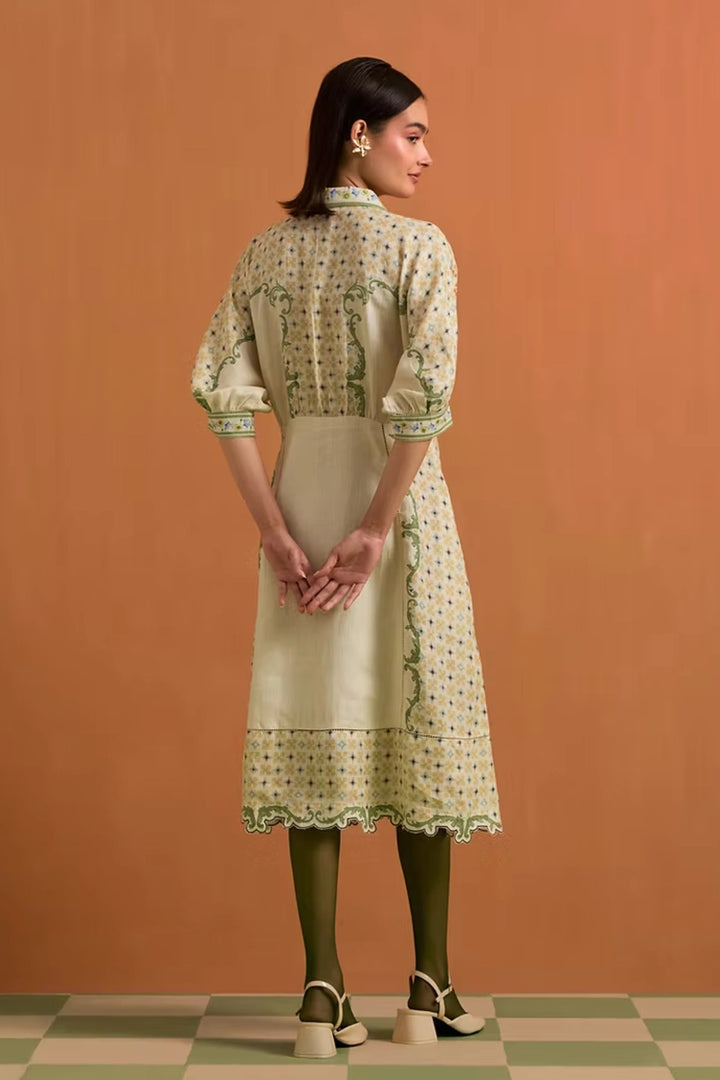 Verdant Kimono dress-Ivory