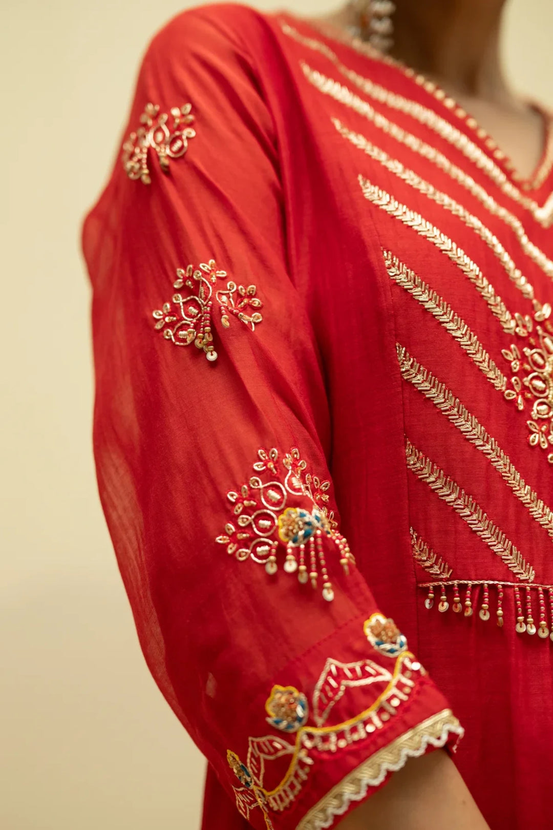 Jhoomar Mul Chanderi Aline Kurta Set