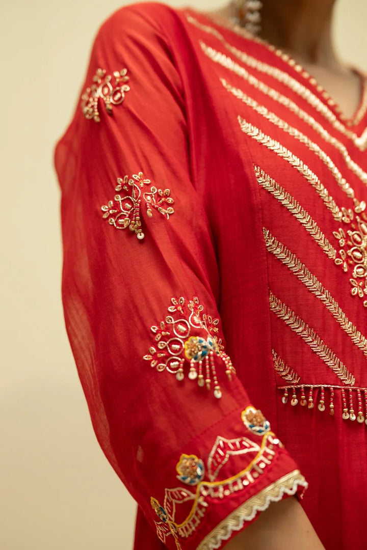 Jhoomar Mul Chanderi Aline Kurta Set