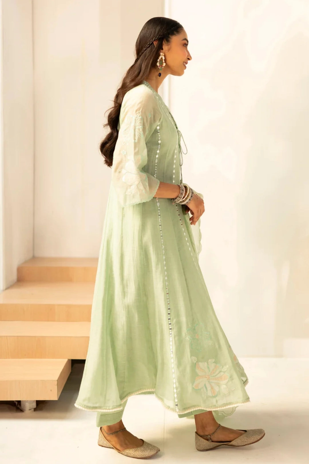 Zara Mul Chanderi Anarkali Set