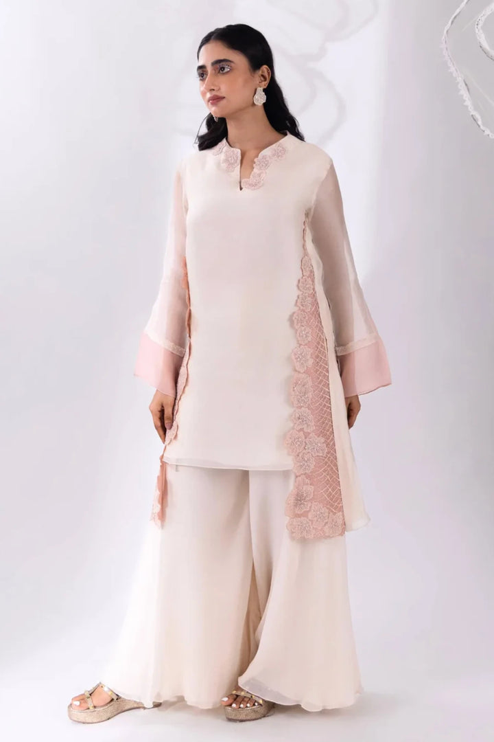 White Organza Kurta With Pant
