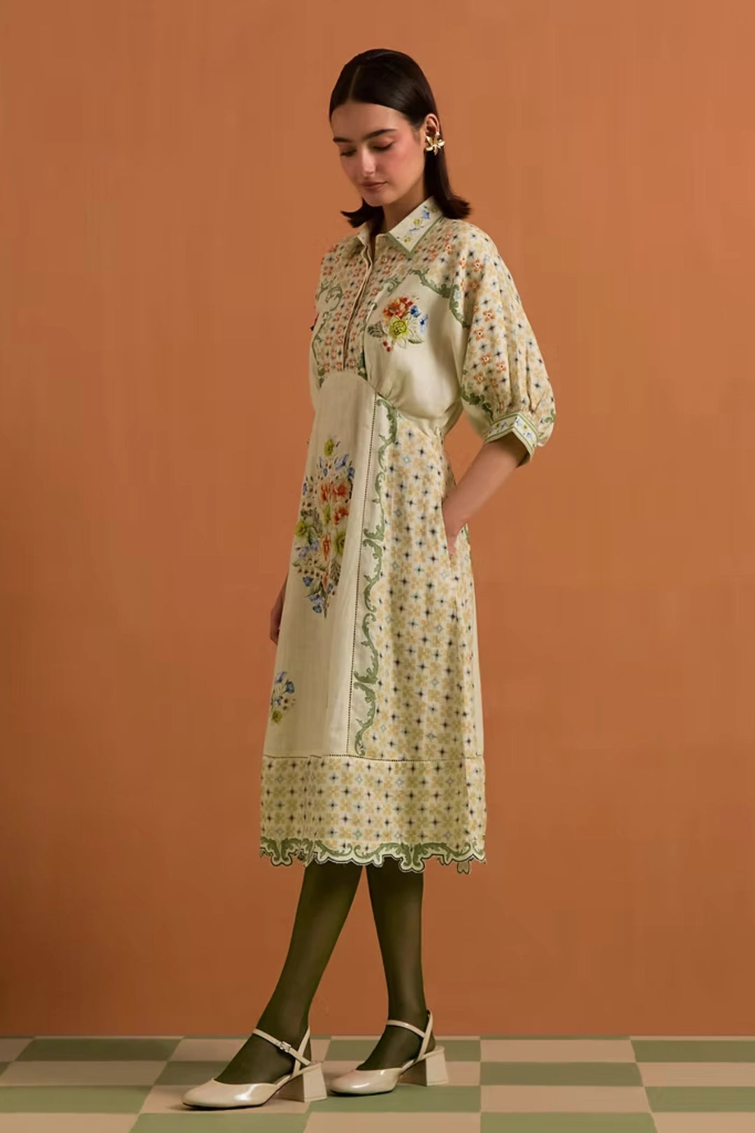 Verdant Kimono dress-Ivory