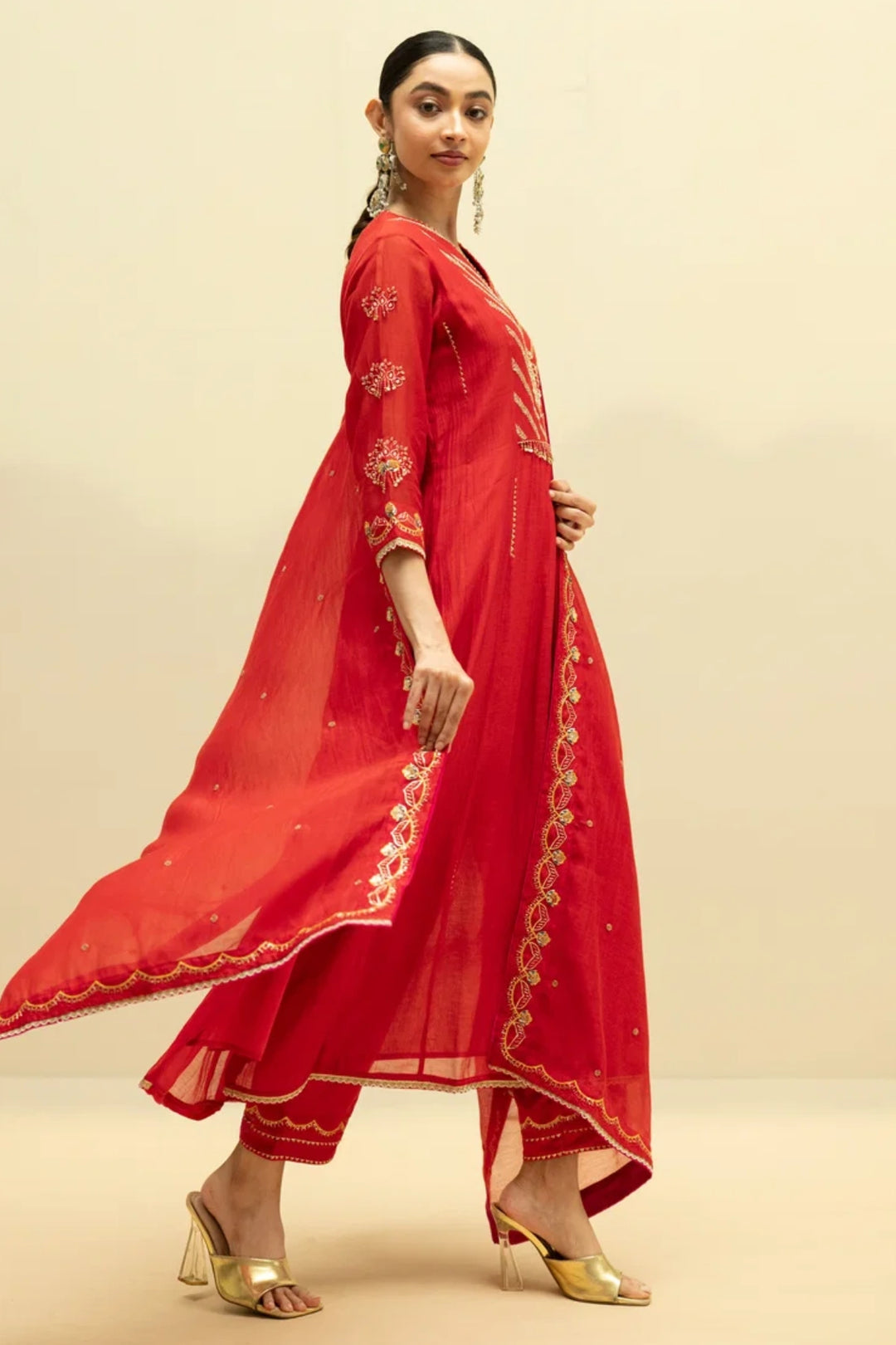Jhoomar Mul Chanderi Aline Kurta Set
