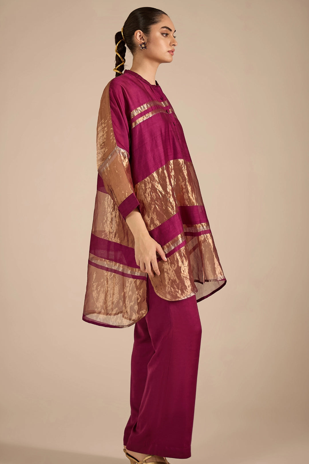 Purple Tissue Kimono Set