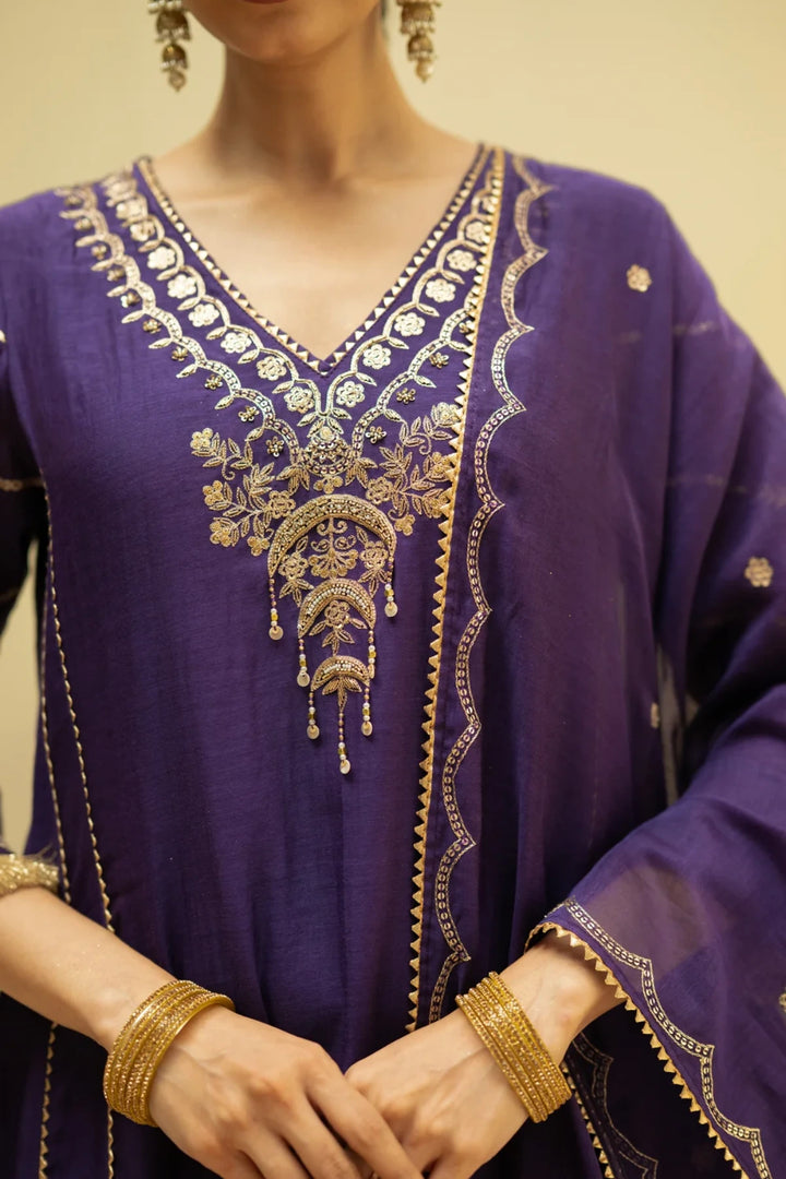 Chaandbali Mul Chanderi Aline Kurta Set