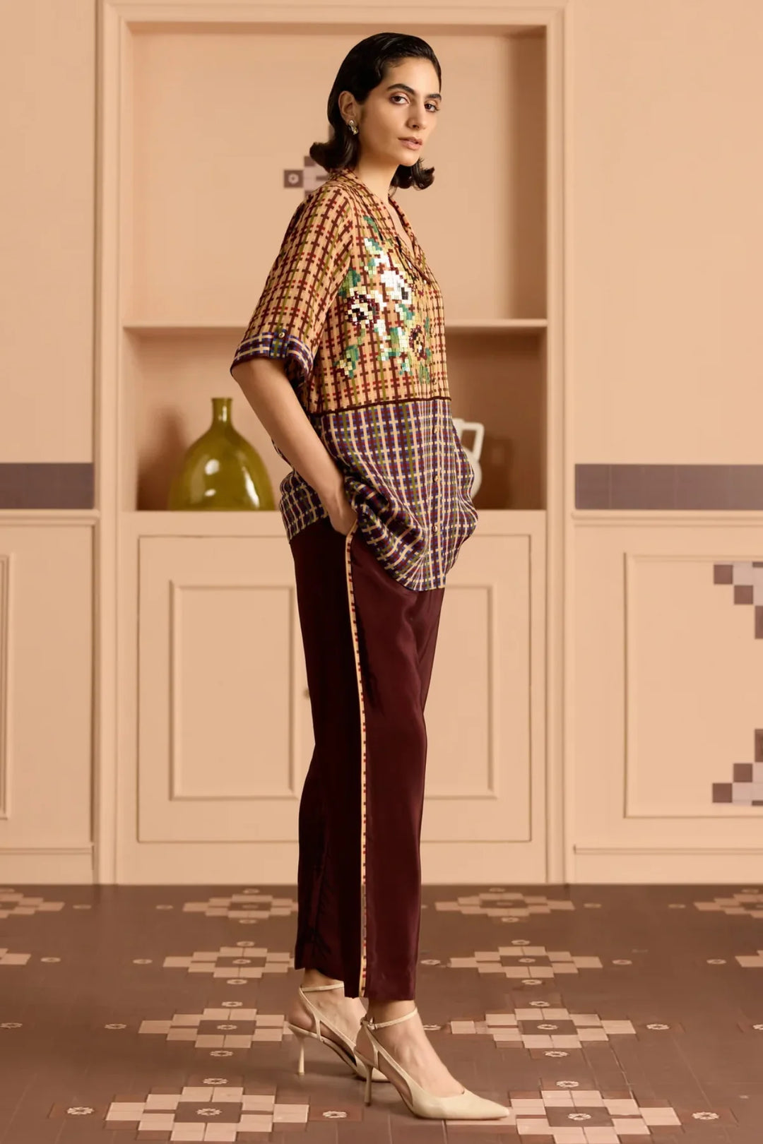 Burgandy Half N Half Shirt