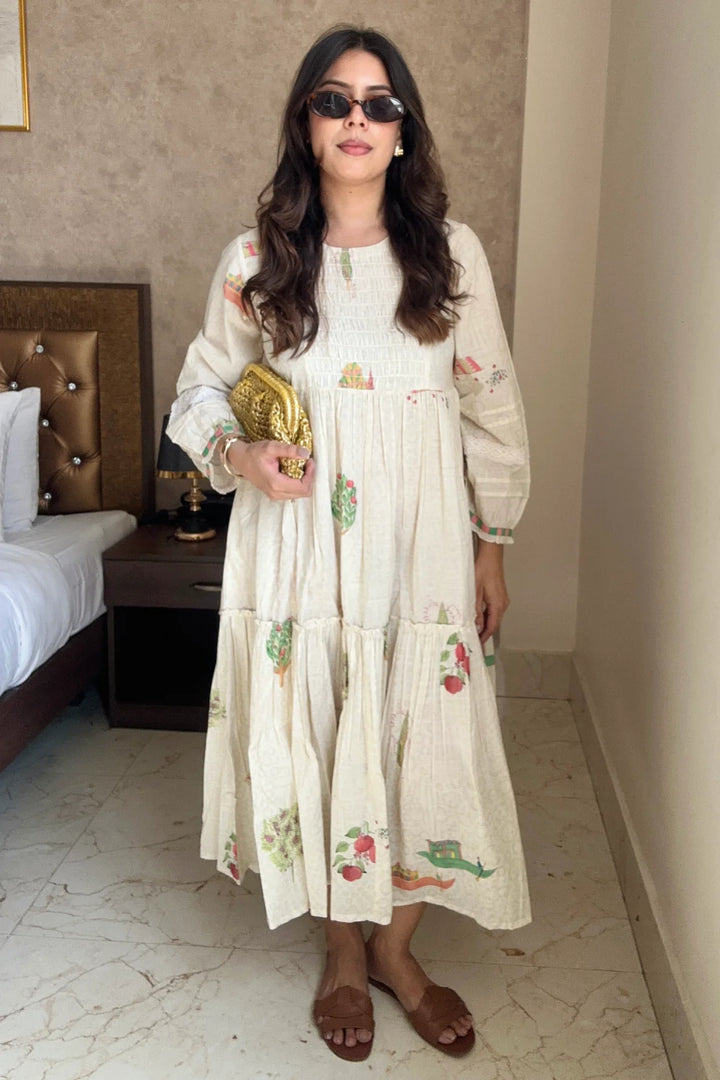 Shefali tiwari in Cotton Smocking MIDI Dress