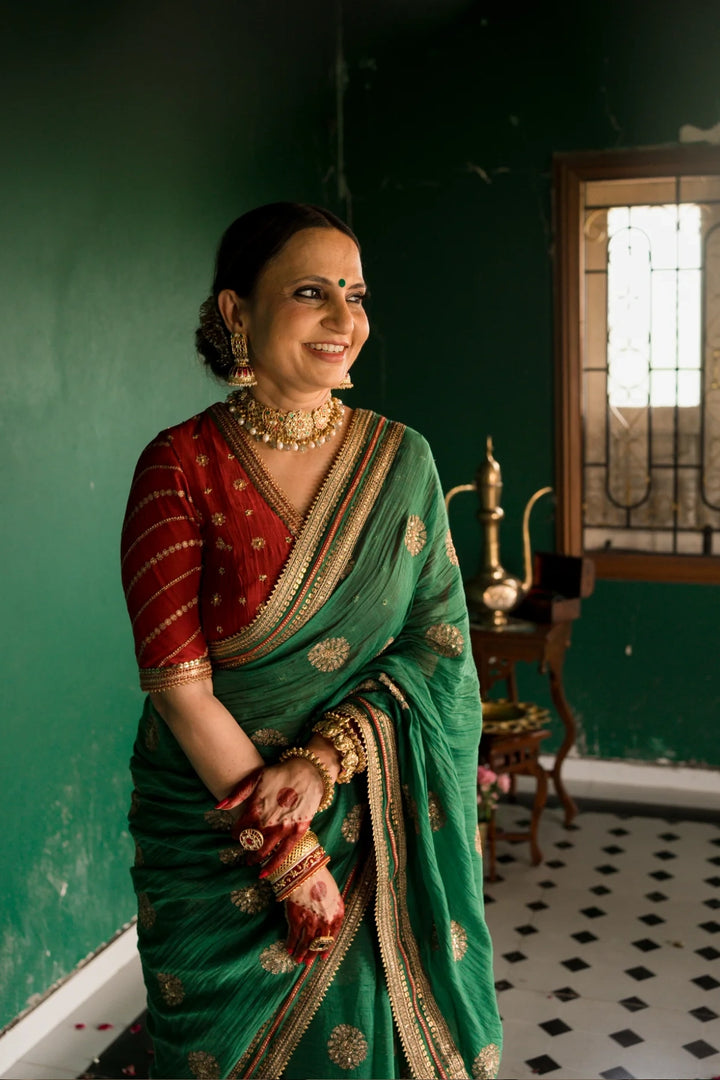 Emerald green saree