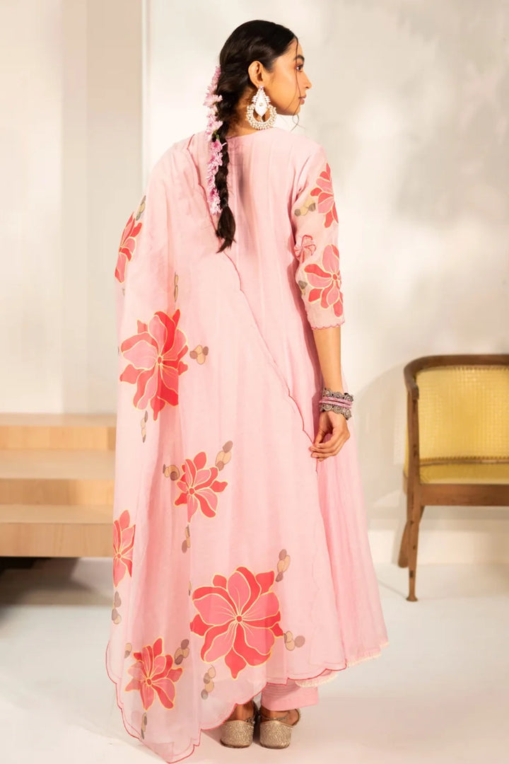 Zoya Mul Chanderi Anarkali Set