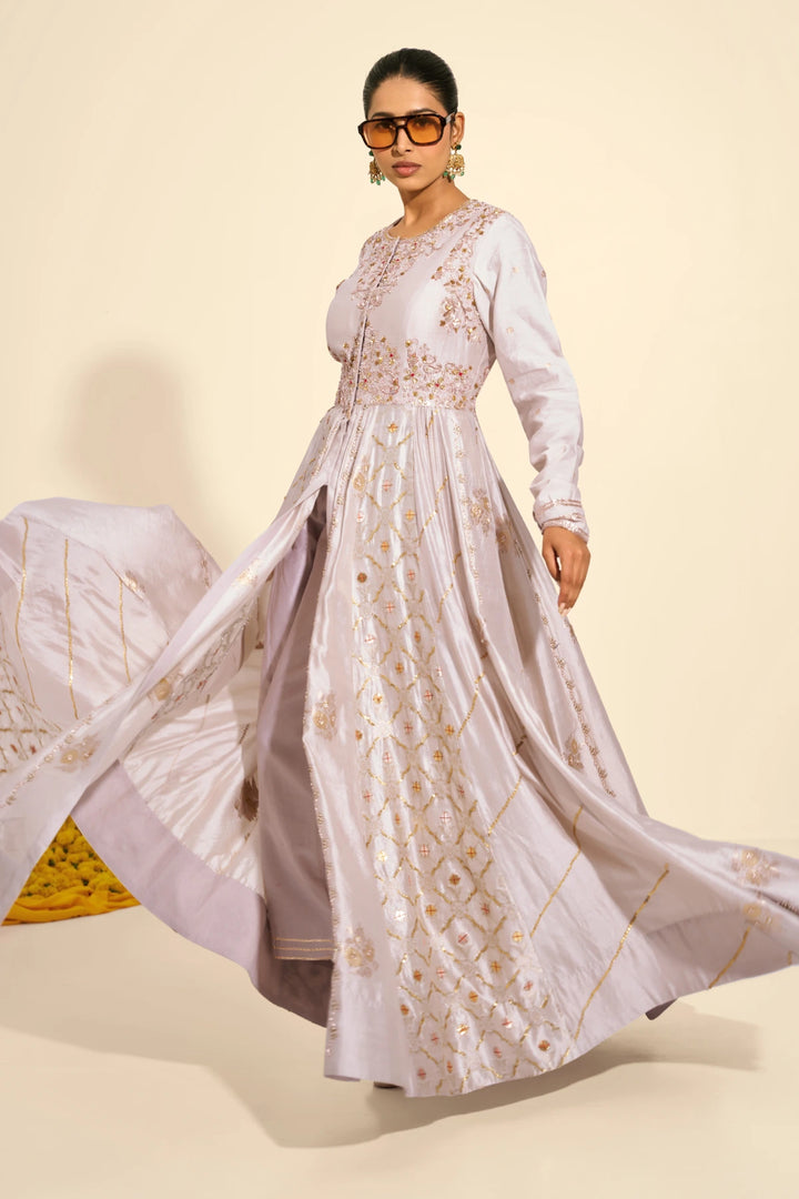 Front open anarkali set
