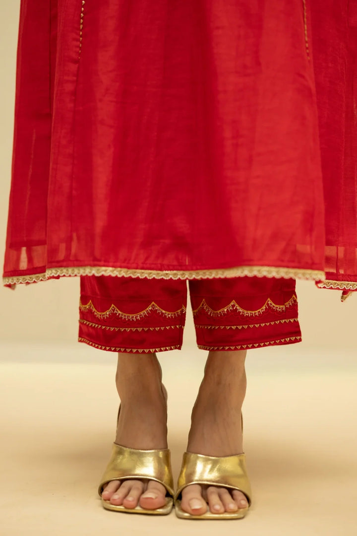 Jhoomar Mul Chanderi Aline Kurta Set