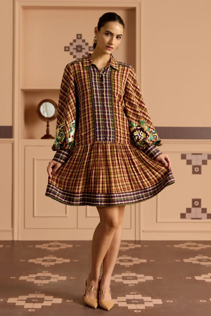 Burgandy Balloon Sleeve Dress