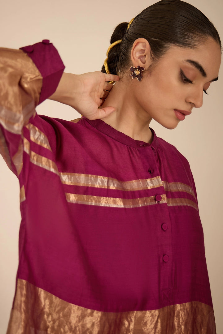 Purple Tissue Kimono Set