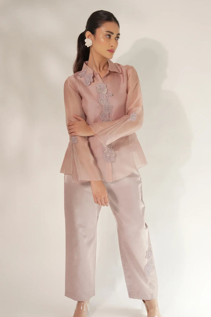 Purple Princess Cut Organza Shirt
