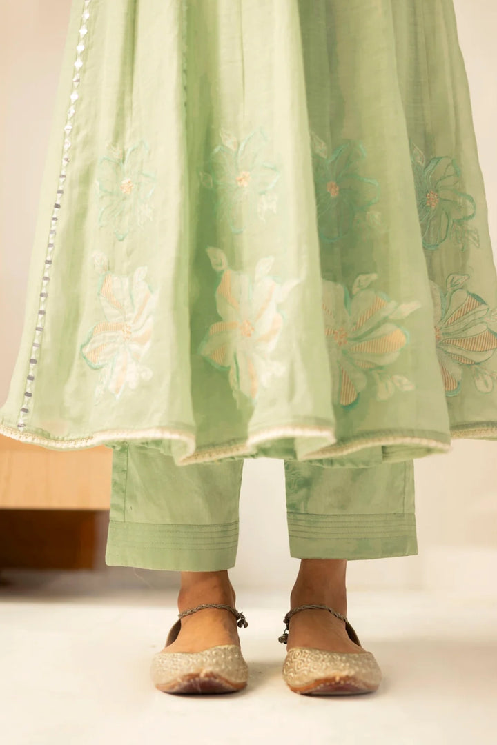 Zara Mul Chanderi Anarkali Set