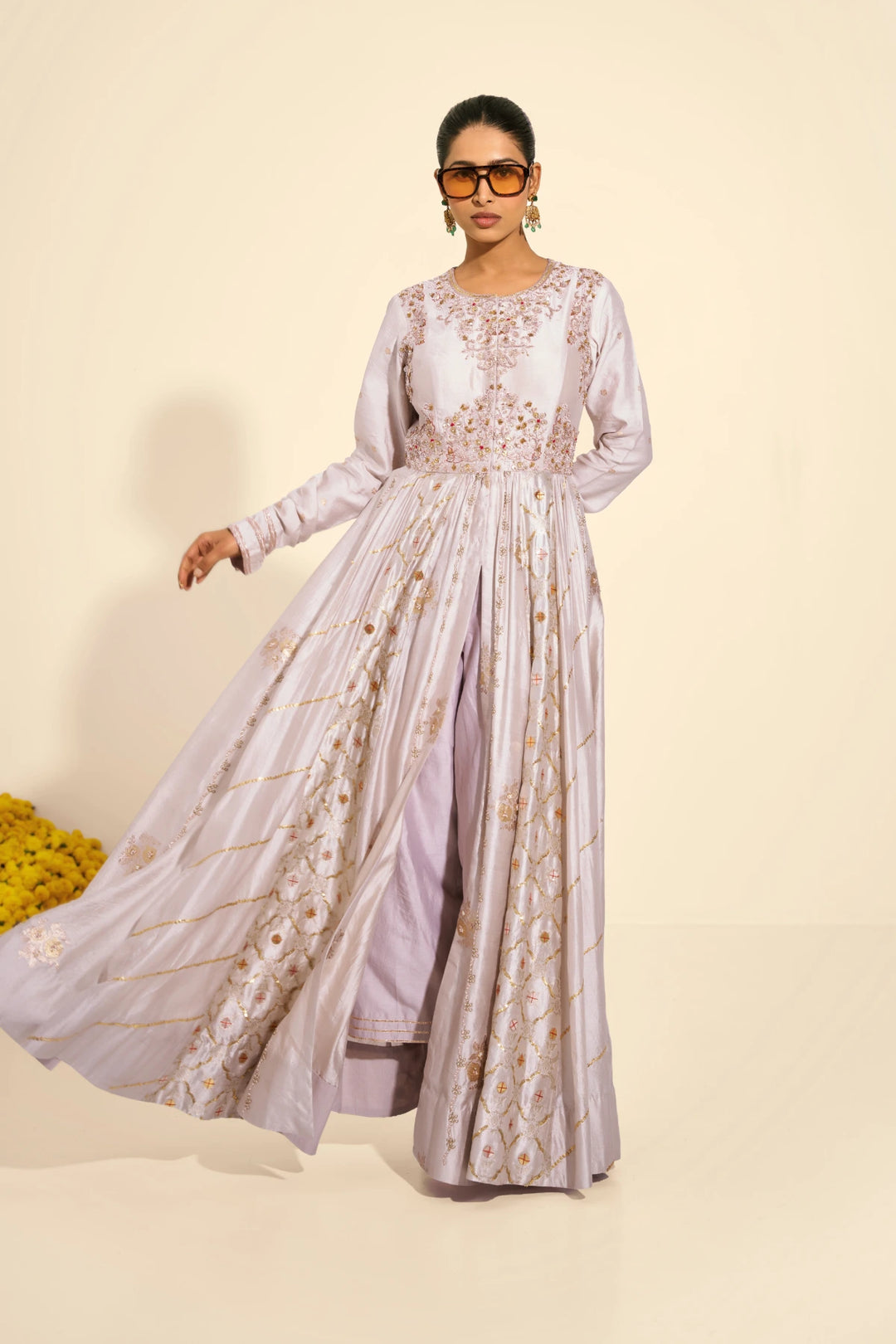Front open anarkali set
