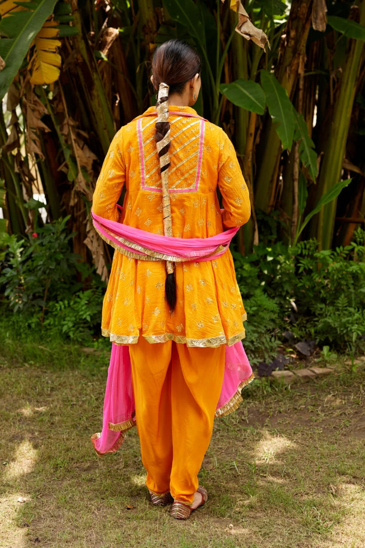 Orange Mukaish kurta