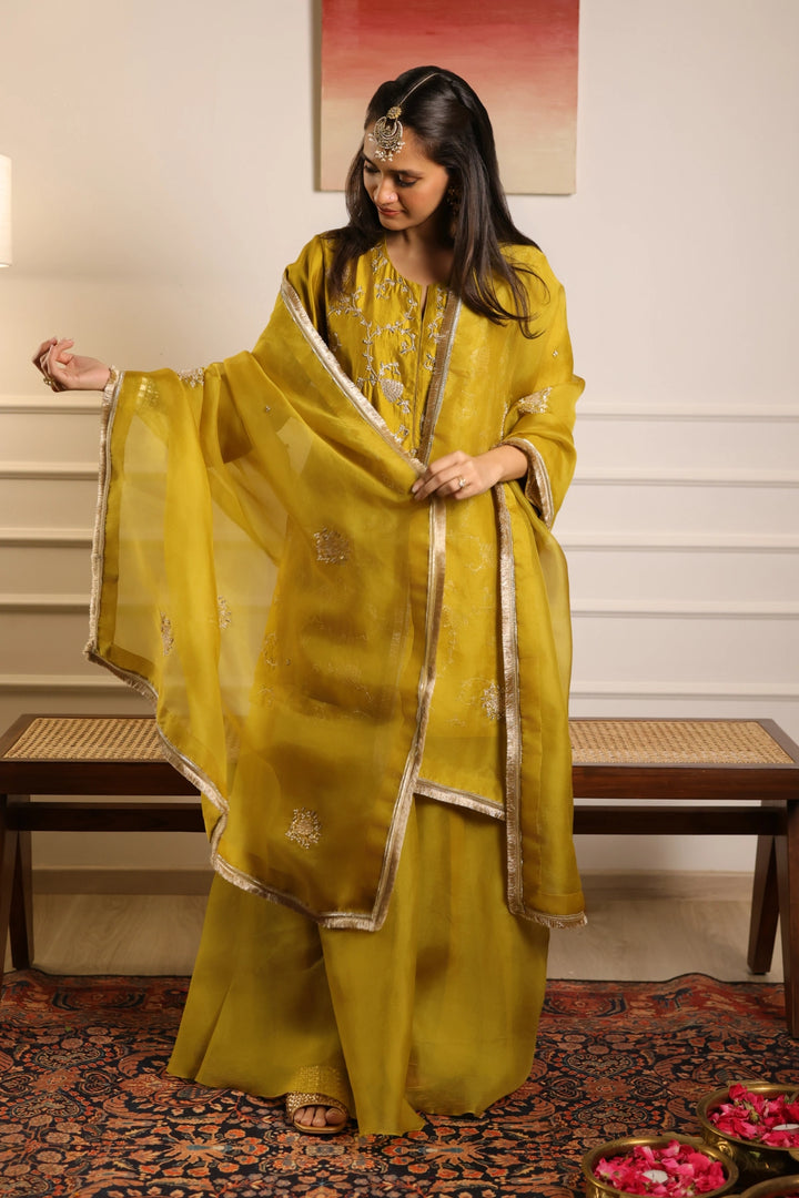 Noor Sharara Set - Mustard