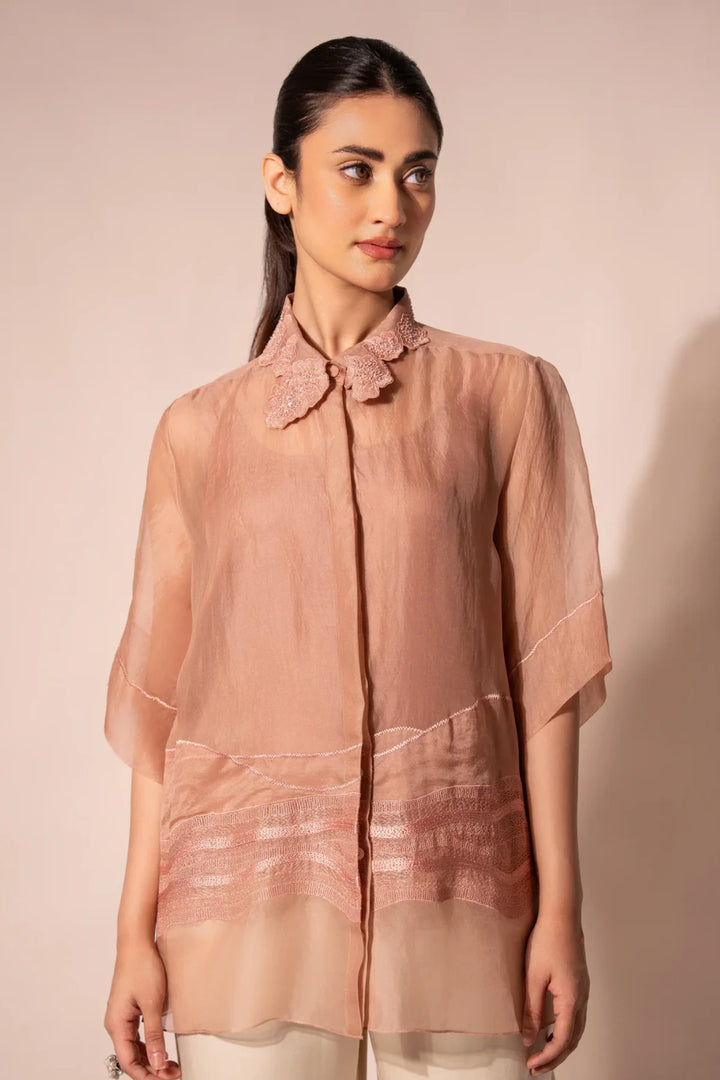 Peach Wave Organza Shirt