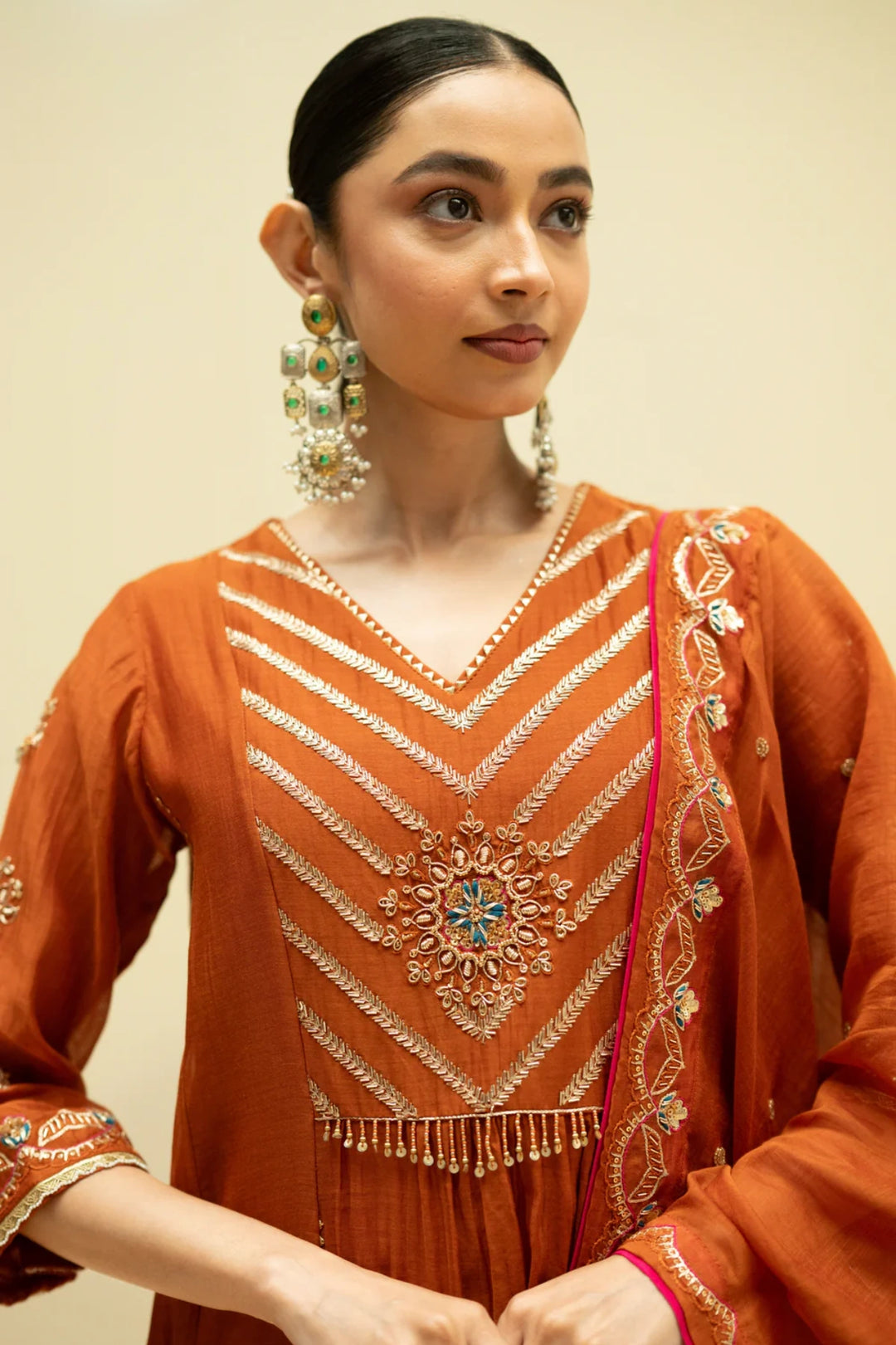 Jhoomar Mul Chanderi Aline Kurta Set