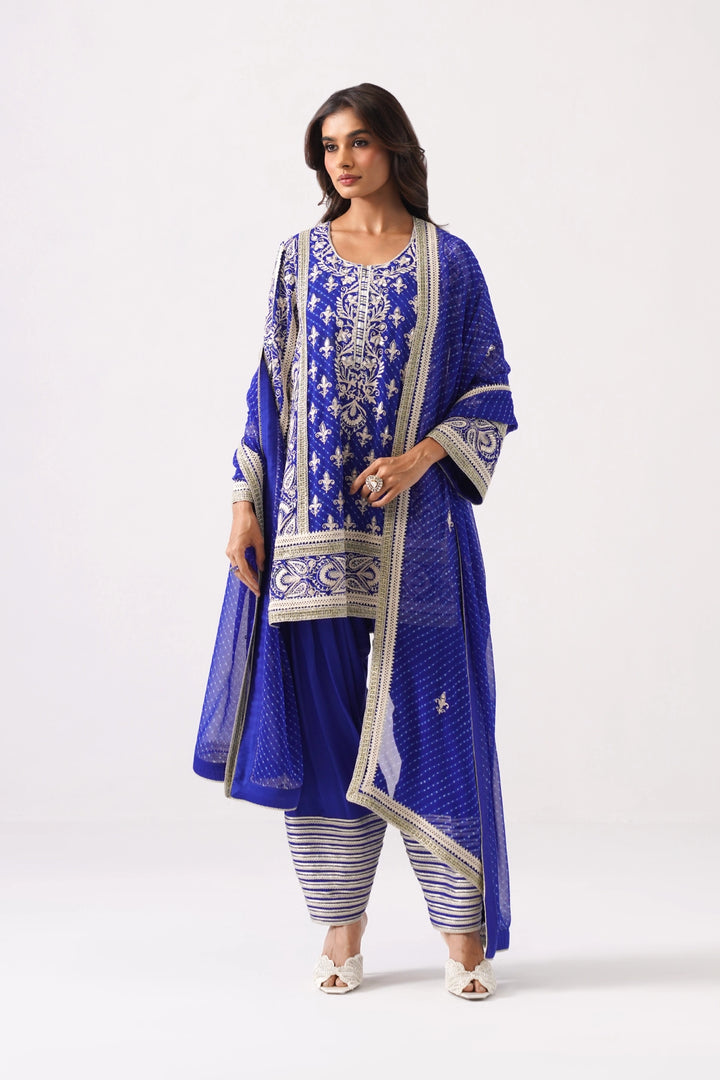 Dark Blue Short Kurta Set