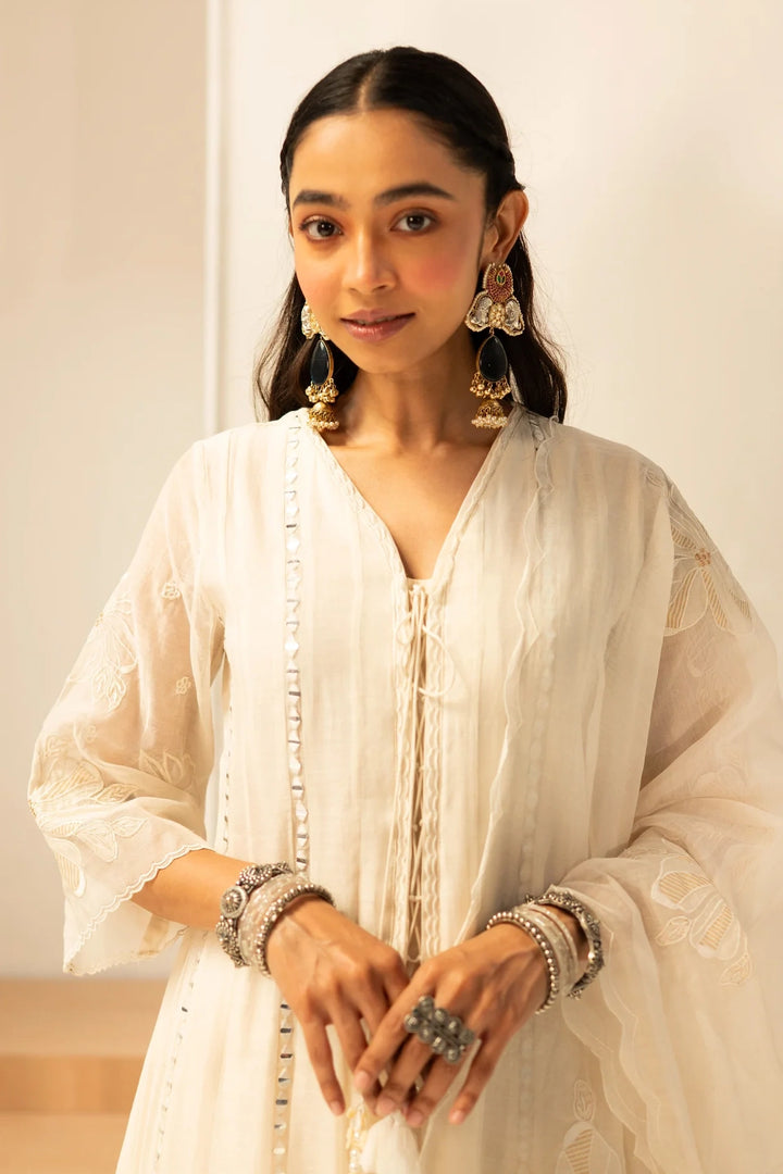 Zara Mul Chanderi Anarkali Set