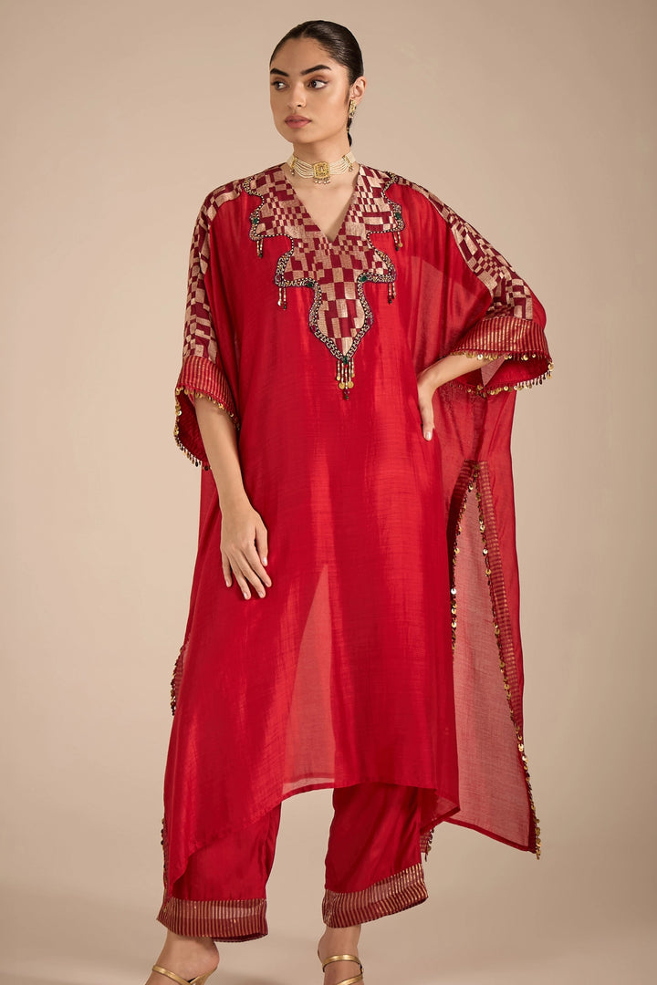 Red Jewel Yok Kaftan Set