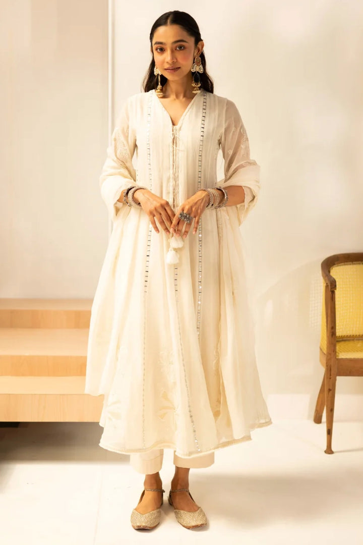 Zara Mul Chanderi Anarkali Set