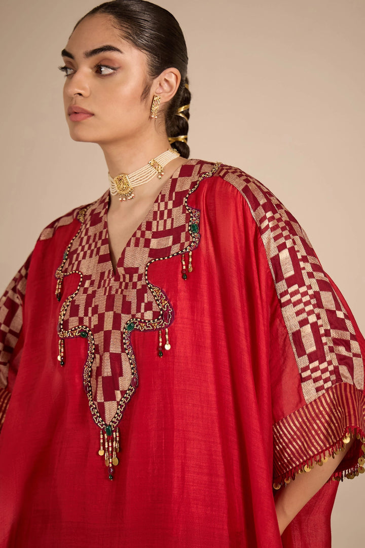 Red Jewel Yok Kaftan Set