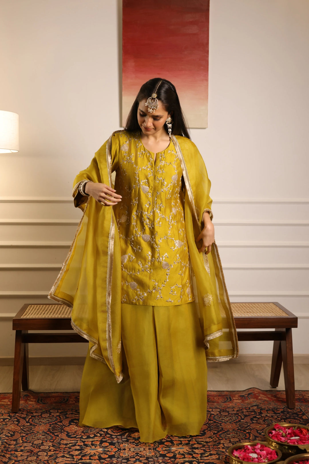 Noor Sharara Set - Mustard