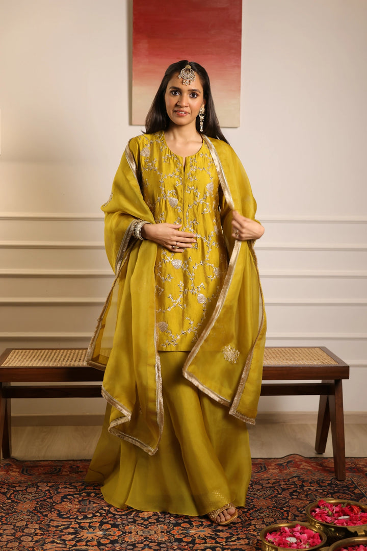 Noor Sharara Set - Mustard
