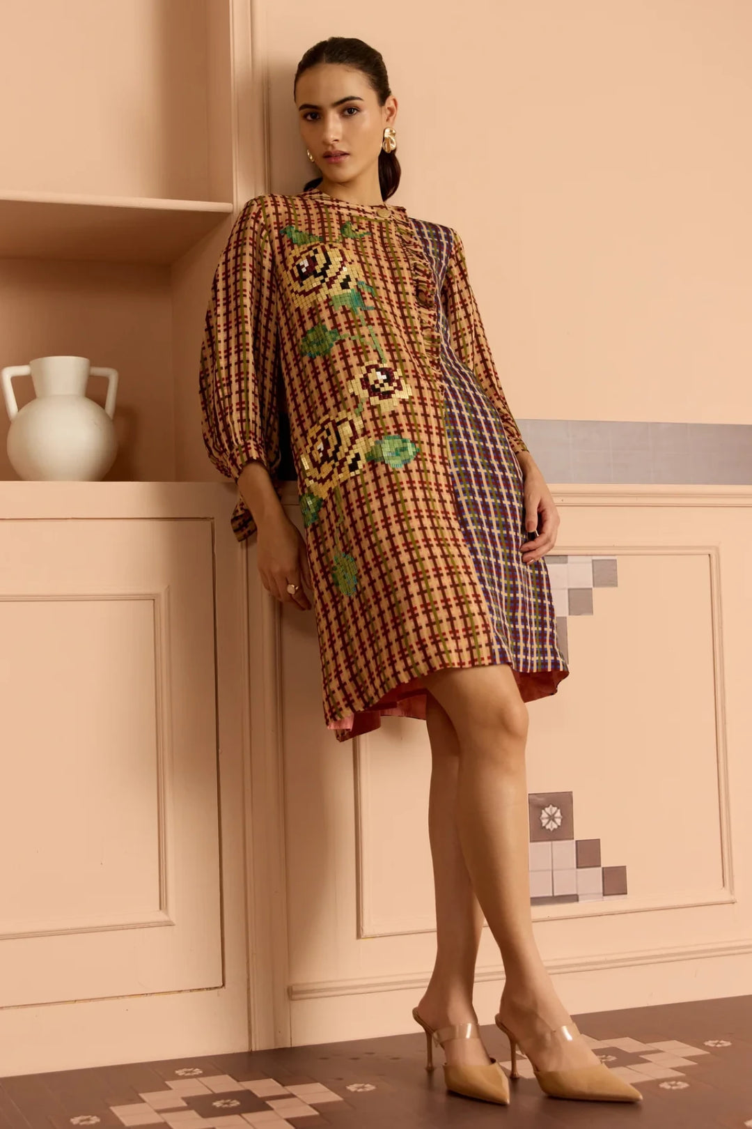 Burgandy Frill Shirt Dress