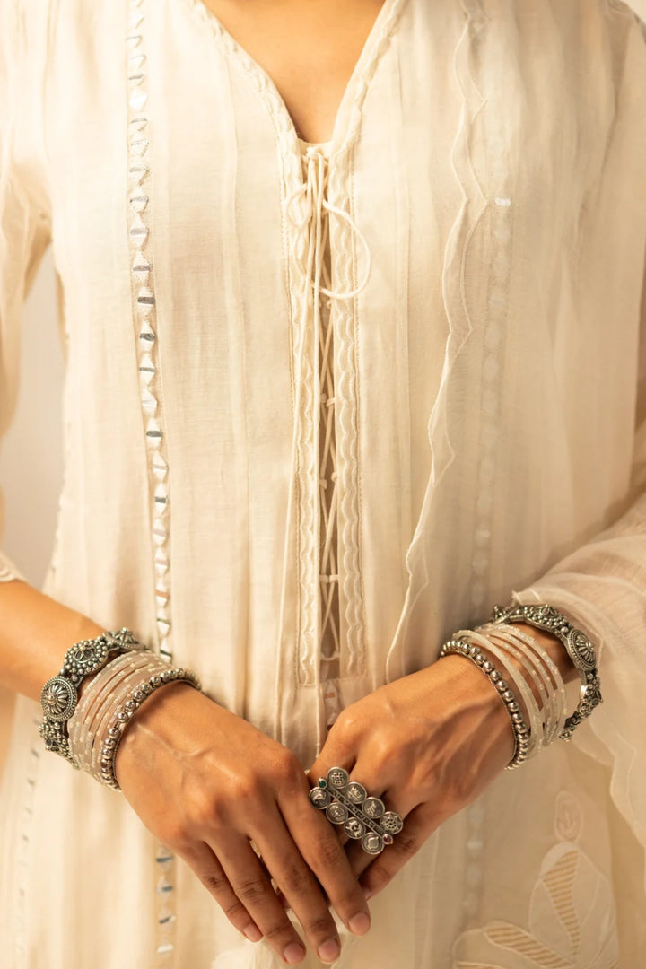 Zara Mul Chanderi Anarkali Set