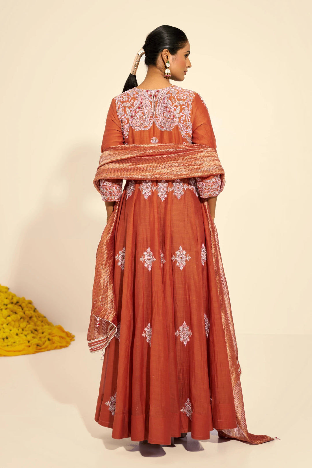 Rust Anarkali set
