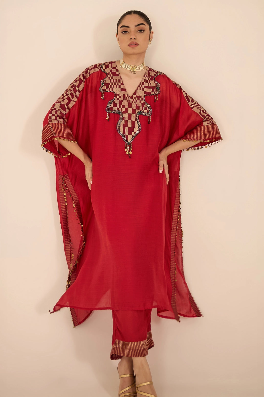 Red Jewel Yok Kaftan Set