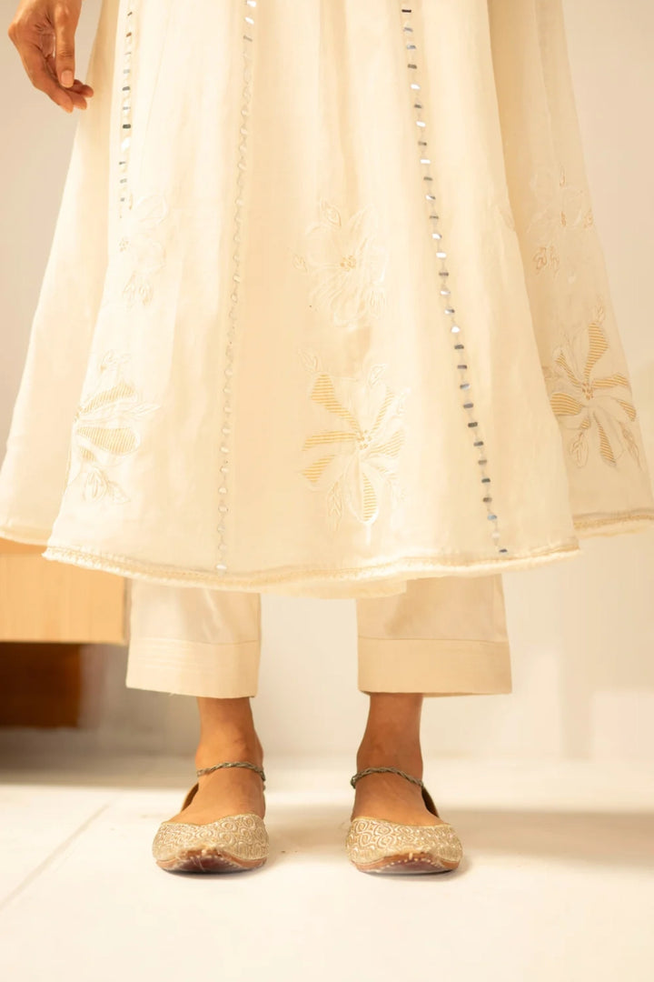 Zara Mul Chanderi Anarkali Set