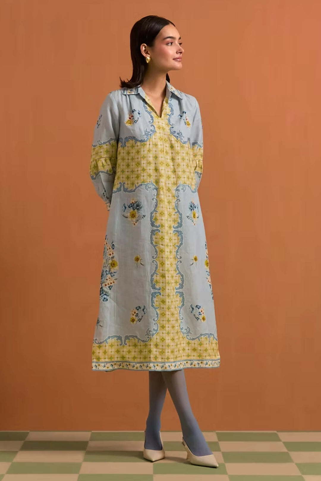 Verdant Shirt Dress- Sky Blue