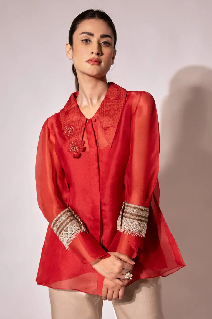 Red Long Collar Shirt