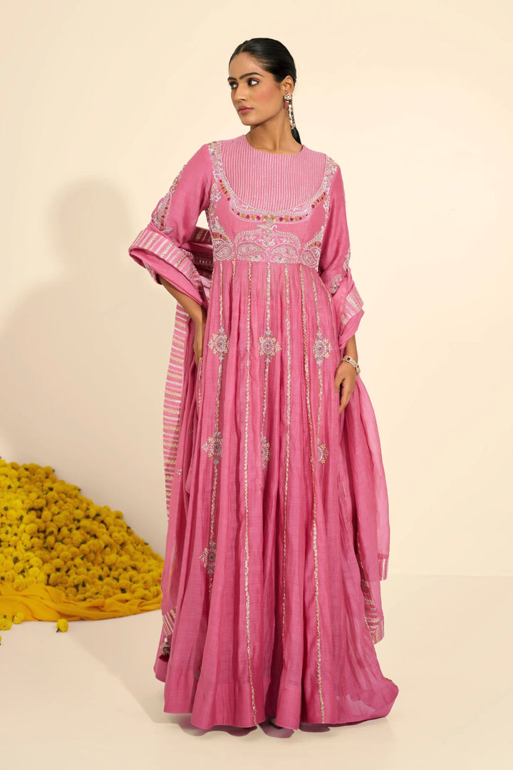Dusty pink Anarkali set