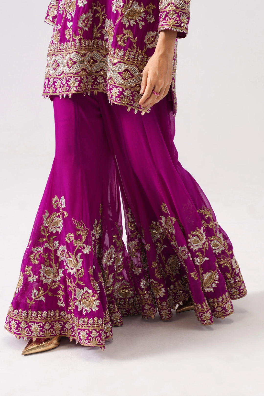 Zaar Bagh - Sharara Set - Purple